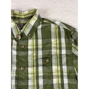 Duluth‎ Trading Co Plaid Short Sleeve Button Up Shirt Men's Medium Green Cotton